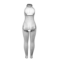 Subblime - 951801 Bodystocking Résille Et Dentelle Sans Fourreau Col Montant Noir Taille Unique